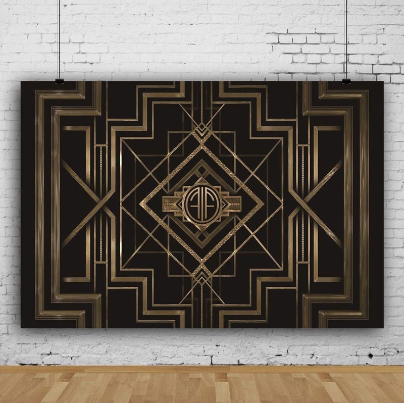 Leyiyi 6x4ft Great Black and Gold Birthday Photography Backdrop Adults Children Party Black and Gold Golden Banner Photo Studio Booth Background Newborn Baby Shower Decoration - Image 3